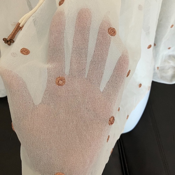 FREE PEOPLE - Polka Dot Long Sleeve Shirt (White/Rose Gold) - Picture 9 of 9